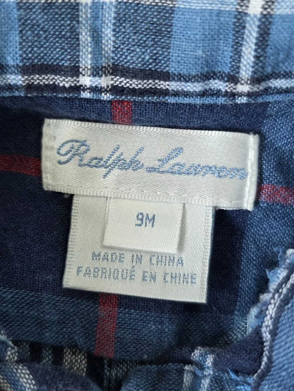 Ralph Lauren Blue Red Plaid Short Sleeve Button Romper